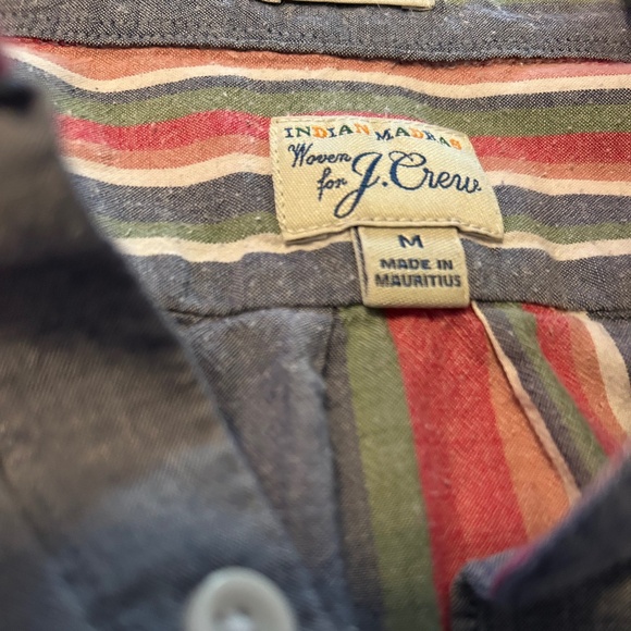 J. Crew Indian Madras Striped Slim Fit Shirt for Men Size M Preppy ~ Classic! - Picture 4 of 4